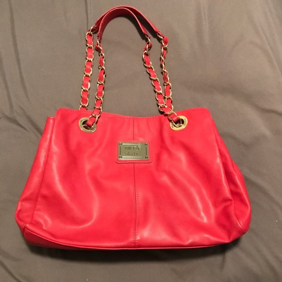 Nicole Miller Red Coral Shoulder Bag Purse - Picture 1 of 9
